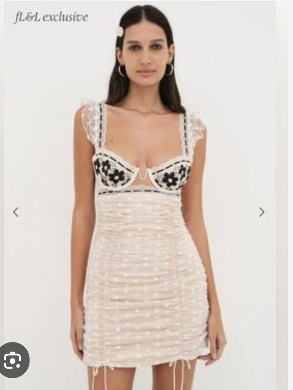 For Love & Lemons Ivory Mini Dress with  Floral Bodice